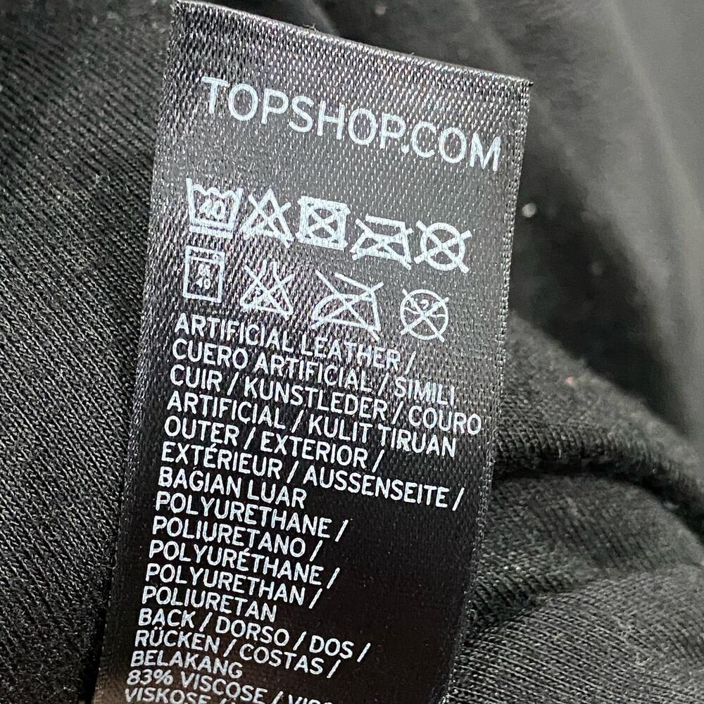 Top Shop Quilted Faux Leather Moto Jacket in Black Women's Size 2 - Picture 6 of 6